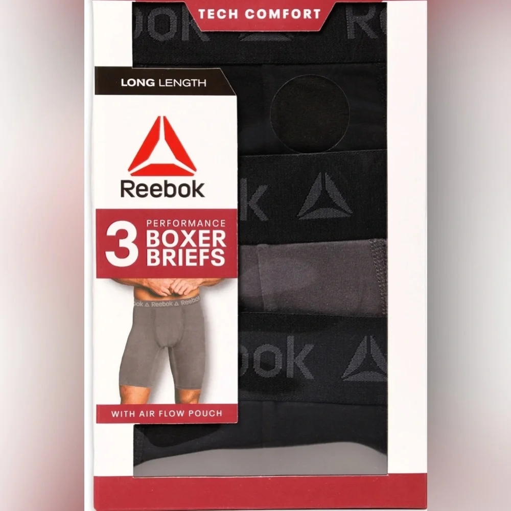 BUNDLE DEALS ✨3 Reebok Men's Underwear Tech Comfort Long Length Boxer brief 9”
